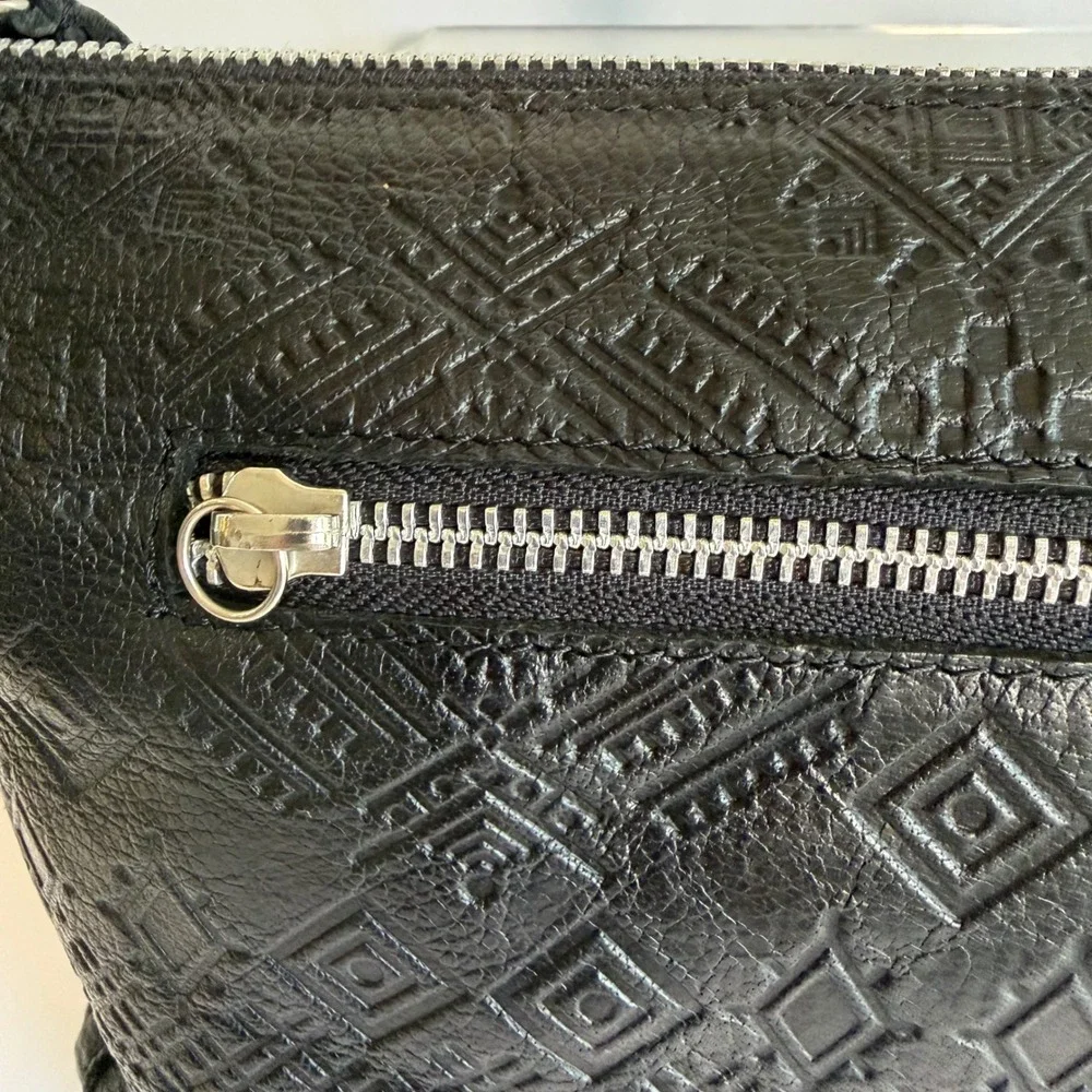 Day & Mood Carla Crossbody Bag Black‎ Embossed Leather Southwestern Aztec Boho